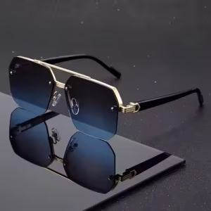 Bestwear.pk UV400 Sunglasses Stylish Half Frame Eyewear Double Bridges Sunglasses for Men & Women - Unisex Stylish Rimless Classic Octagon Trendy Polygon Double Beam Fashion Square Glasses for Boys & Girls - Oversize Eyeglasses Shades for Ladies
